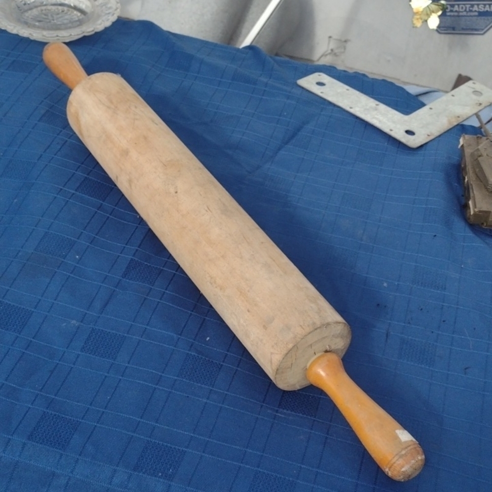 Antique Wooden Rolling Pin with Handles